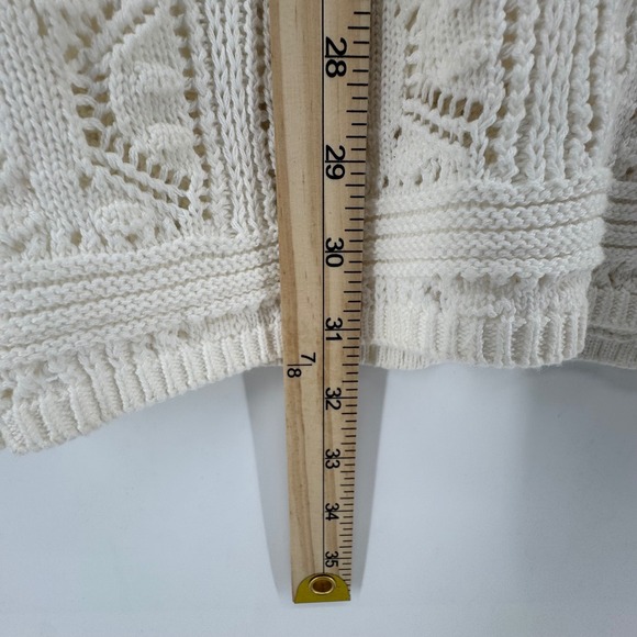 Olive + Oak Cream Knit Crocheted V Neck Bodycon Mini Dress‎ Large Boho Festival - Picture 5 of 9